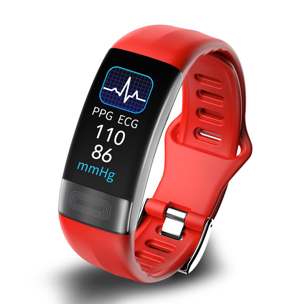 NOUVEAU RICHE FDA-zugelassenes Smart Band: Blutdruck, EKG, Herzfrequenz, SpO2 & Schlaftracker Rot