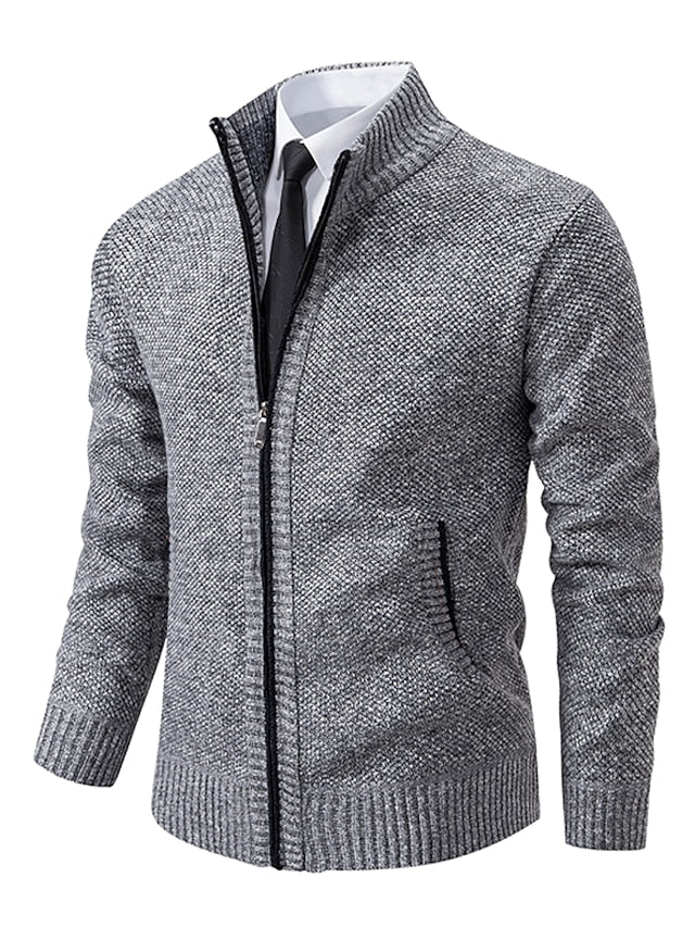 NOUVEAU RICHE Herren Zipper Strickpullover Reissverschluss Detail Italienisch Grau