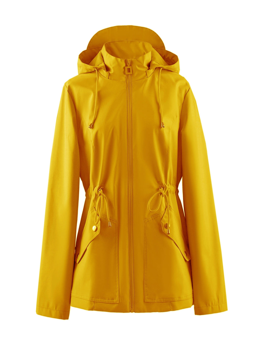 NOUVEAU RICHE Damen Wasserfeste Frühling- und Herbstjacke Mit Kapuze Gelb