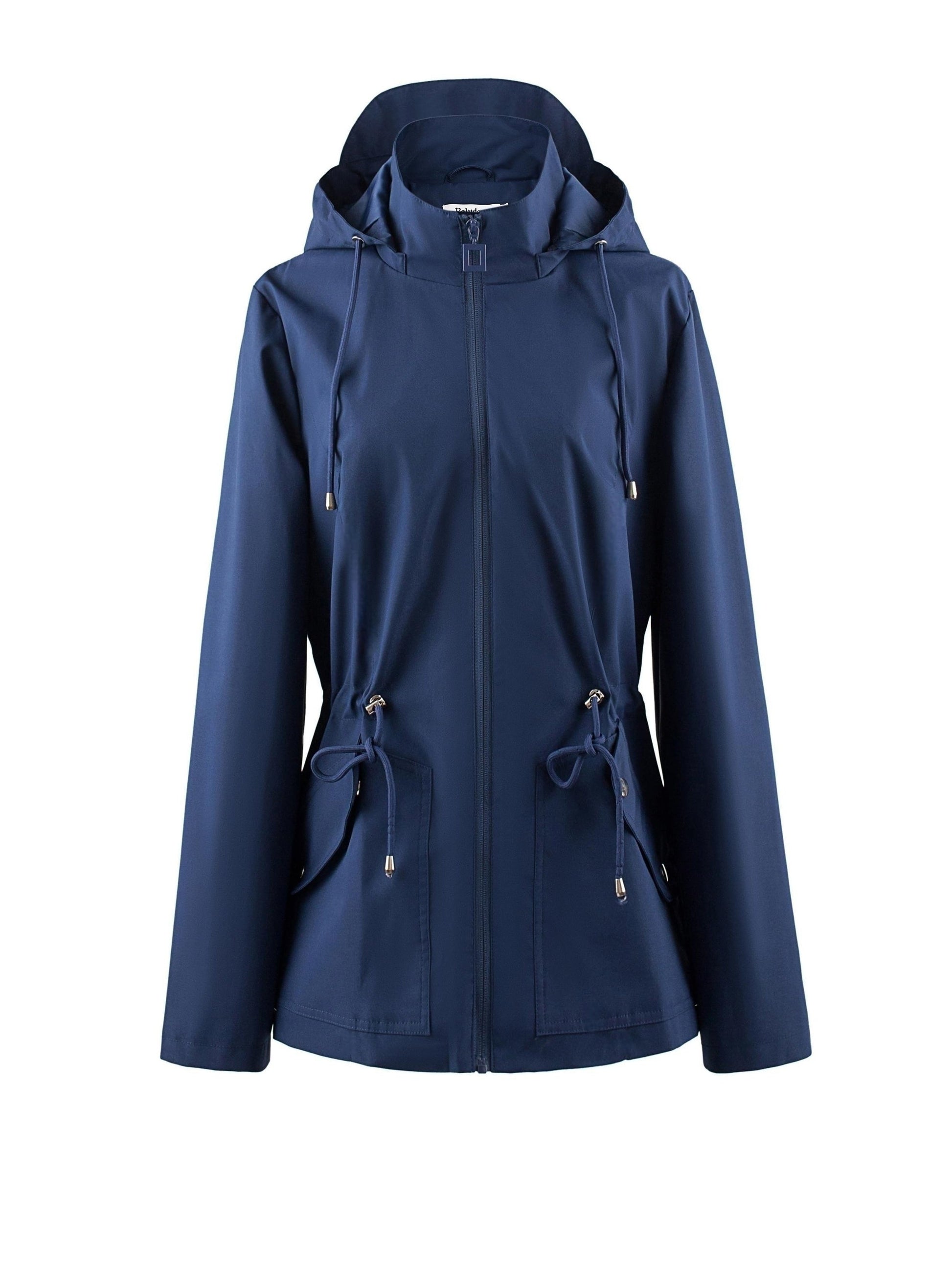 NOUVEAU RICHE Damen Wasserfeste Frühling- und Herbstjacke Mit Kapuze Marineblau