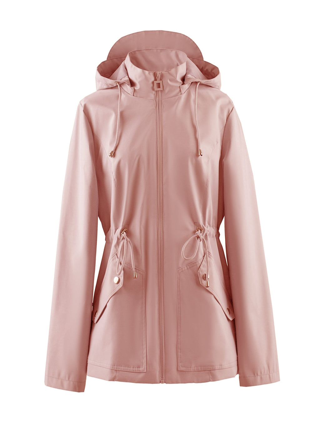 NOUVEAU RICHE Damen Wasserfeste Frühling- und Herbstjacke Mit Kapuze Rosa