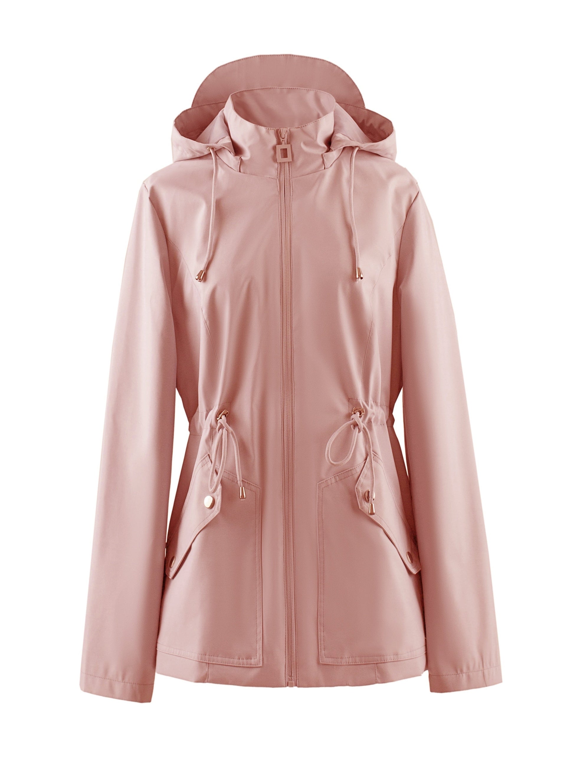 NOUVEAU RICHE Damen Wasserfeste Frühling- und Herbstjacke Mit Kapuze Rosa