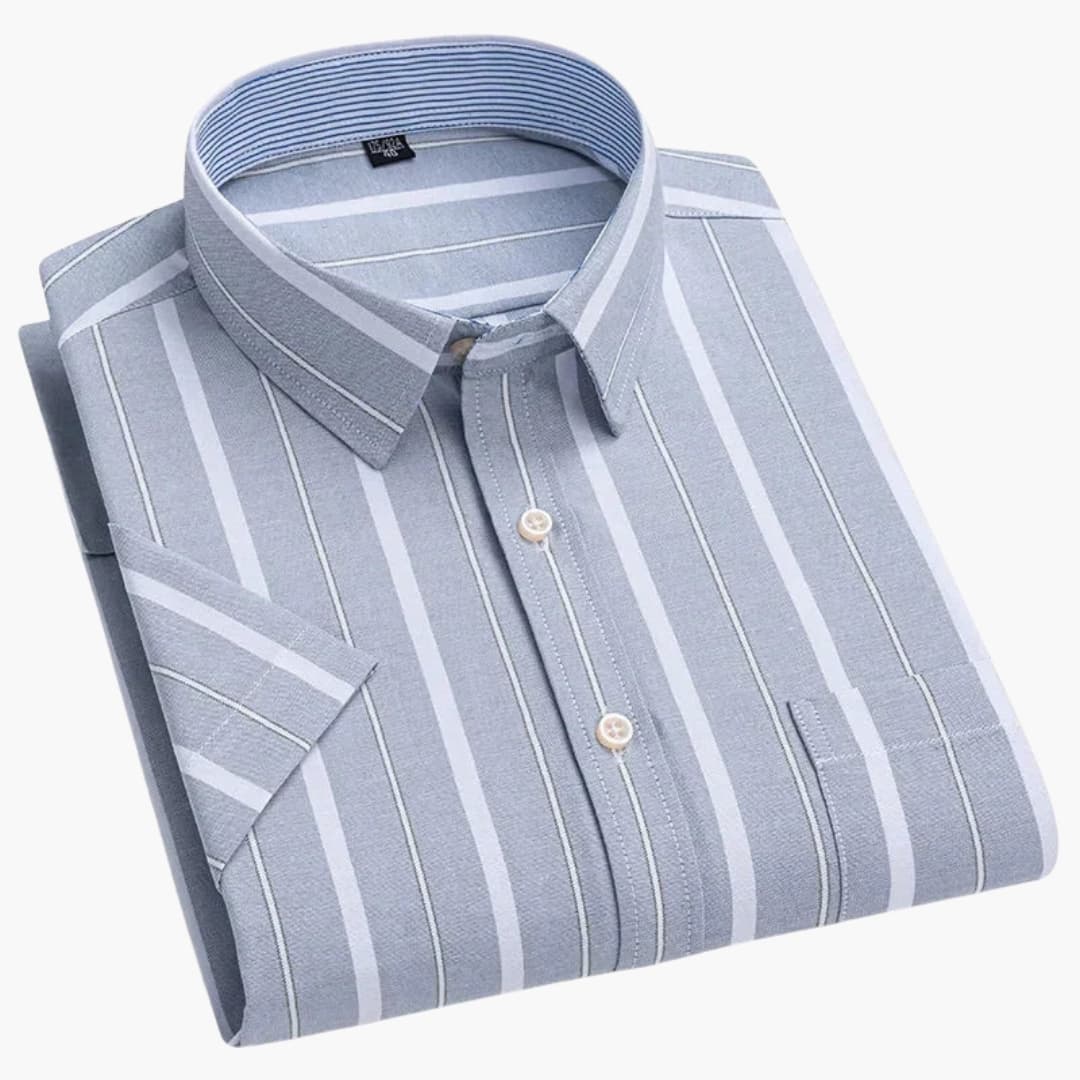 NOUVEAU RICHE Kurzarmhemd Herren kariert – Business Hemd mit Karomuster & klassischem Kragen, 6 Farben, S–7XL – Ranches Grau