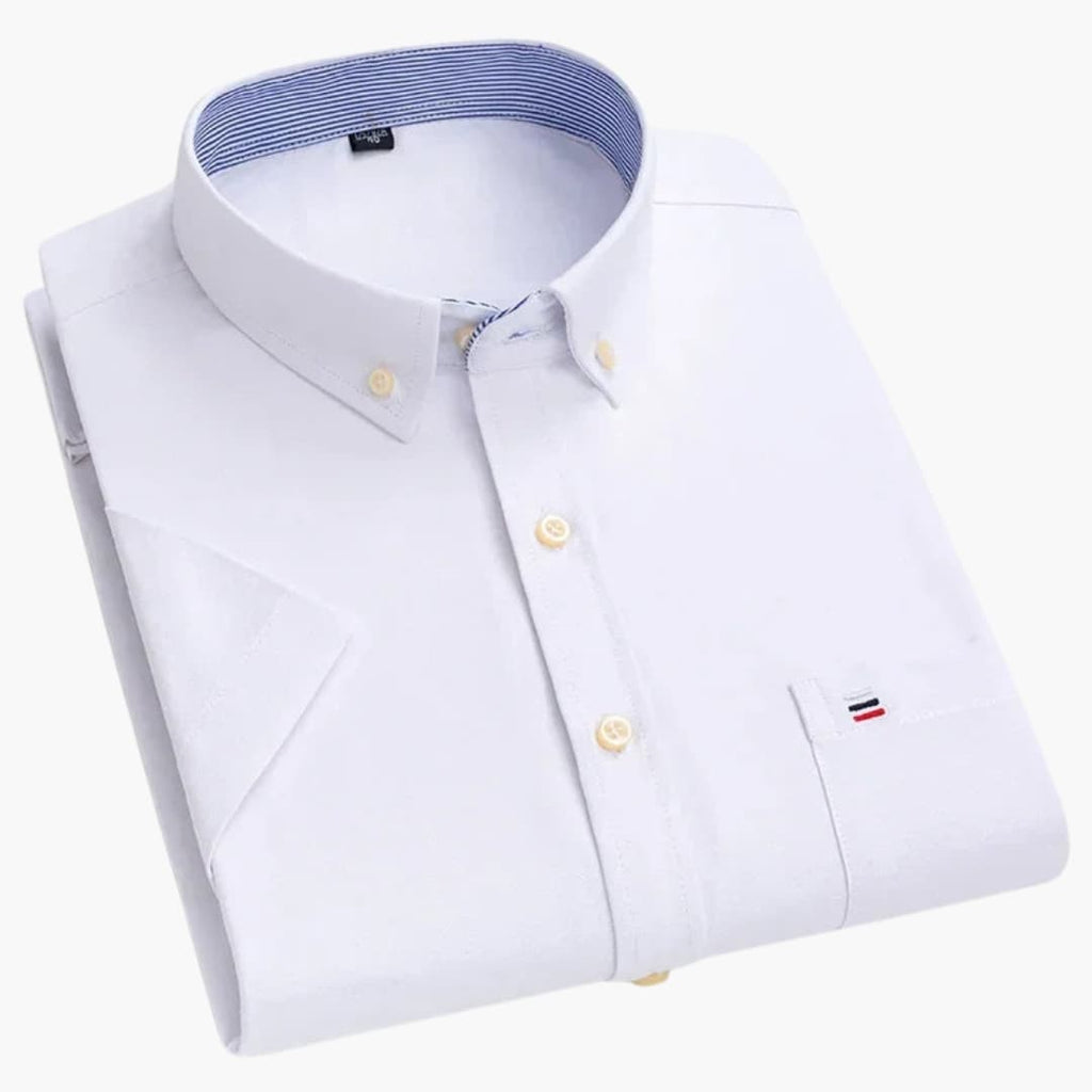 NOUVEAU RICHE Kurzarmhemd Herren kariert – Business Hemd mit Karomuster & klassischem Kragen, 6 Farben, S–7XL – Ranches Weiss