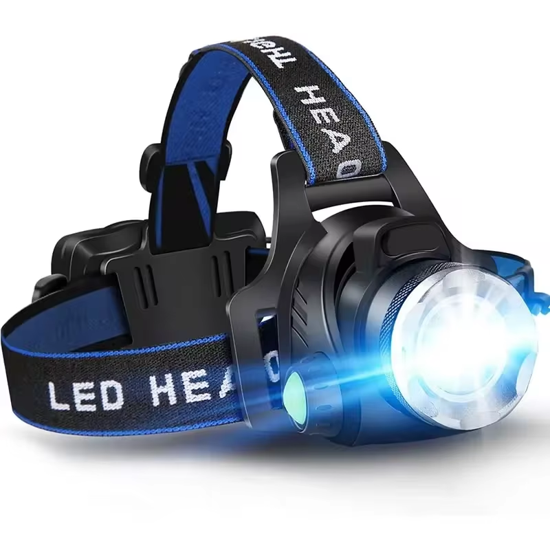 NOUVEAU RICHE Kraftvolle wasserdichte LED-Stirnlampe mit Zoom & wiederaufladbarem Akku für Outdoor-Aktivitäten