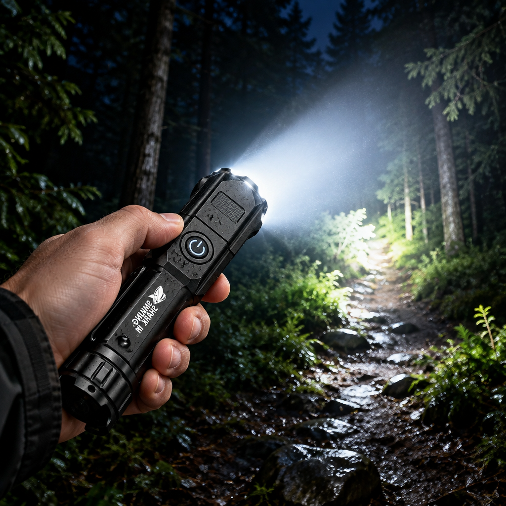 NOUVEAU RICHE Leistungsstarke LED-Taschenlampe mit Zoom – USB-aufladbare Camping-Taschenlampe mit mehreren Leuchtmodi, grosse Reichweite