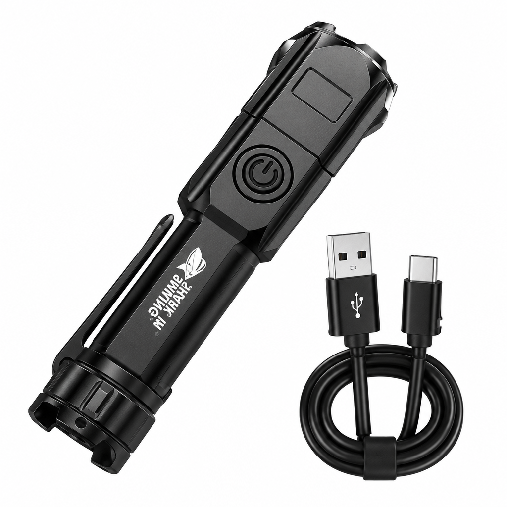NOUVEAU RICHE Leistungsstarke LED-Taschenlampe mit Zoom – USB-aufladbare Camping-Taschenlampe mit mehreren Leuchtmodi, grosse Reichweite
