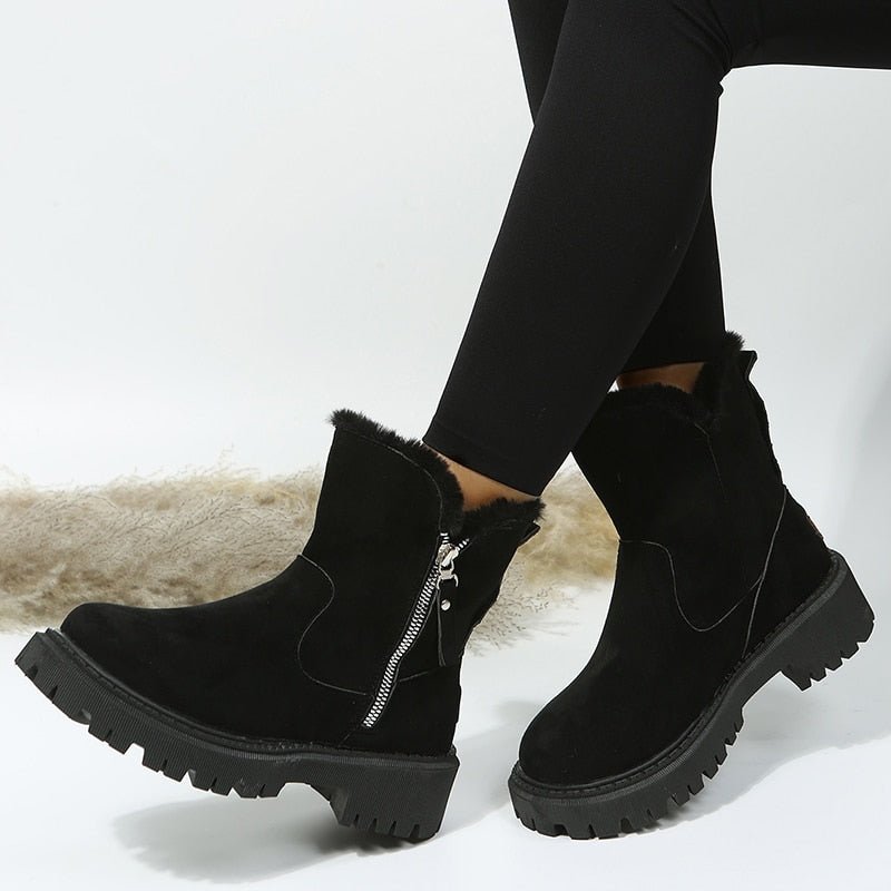 NOUVEAU RICHE Winterstiefel Damen Warm Gefüttert Wasserdicht Rutschfest Schwarz