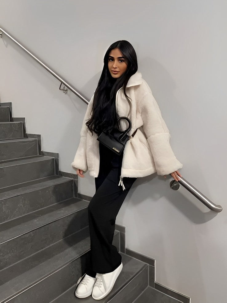 NOUVEAU RICHE Teddyjacke für stilvolle Wärme bei kaltem Wetter Creme-Weiß