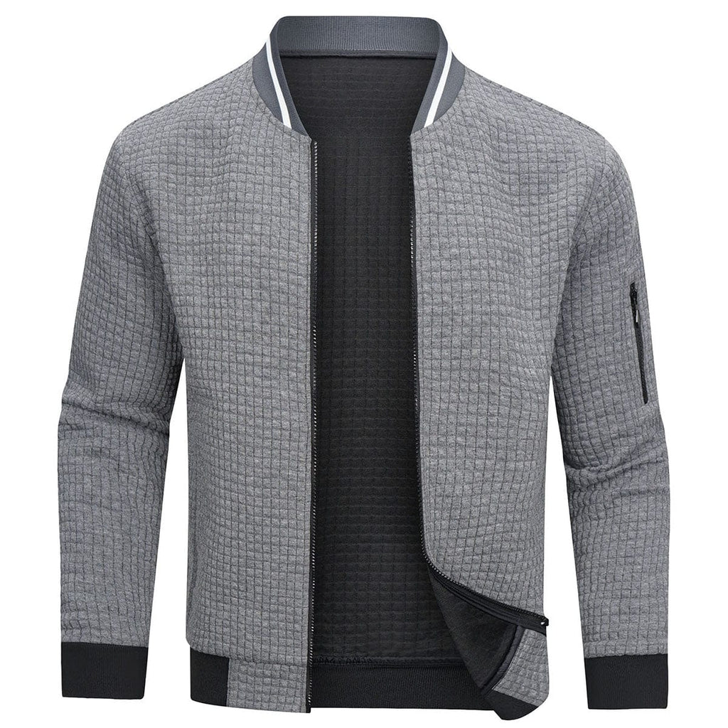 NOUVEAU RICHE Bequemer und warmer Herren Pullover mit Reißverschluss Grau