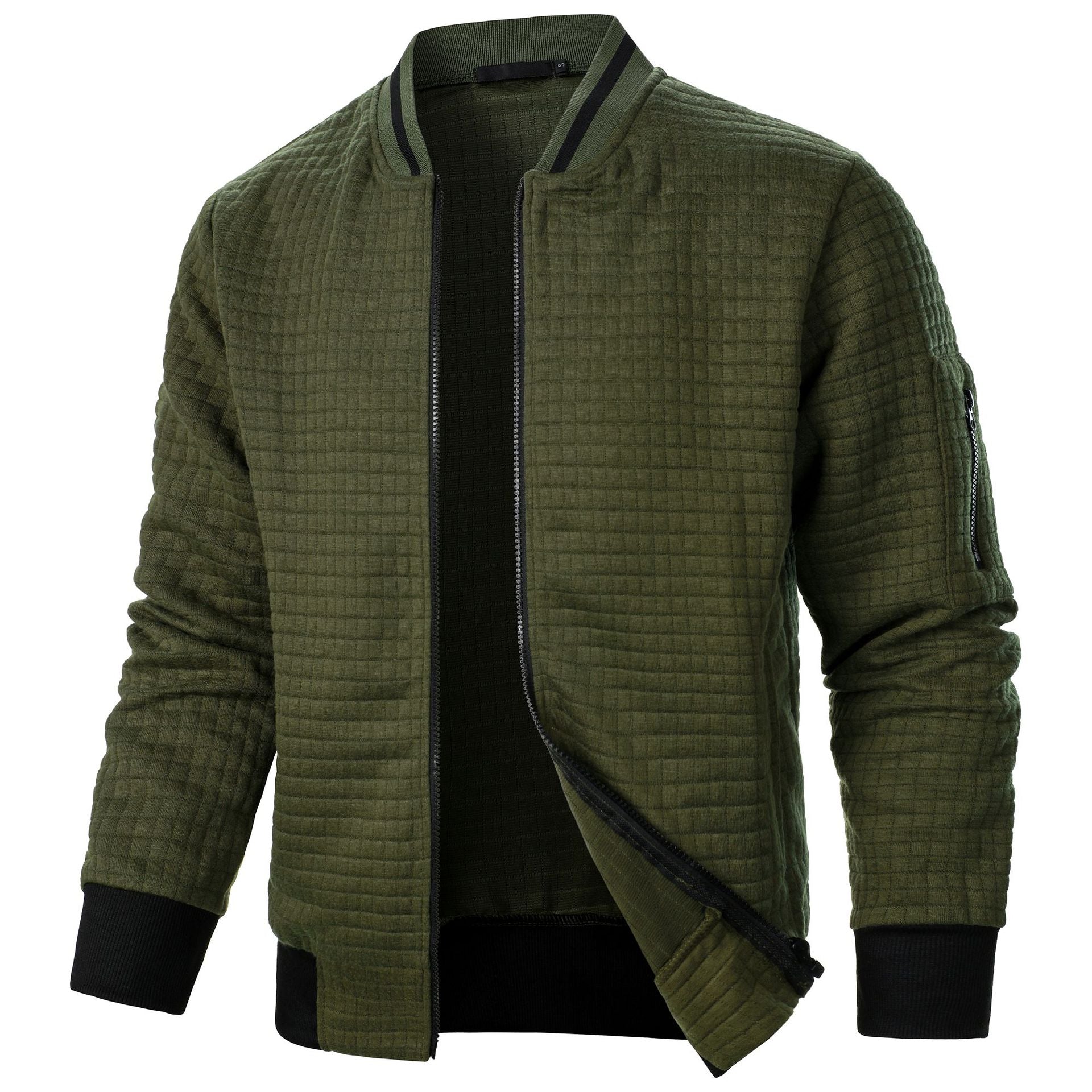 NOUVEAU RICHE Bequemer und warmer Herren Pullover mit Reißverschluss Grün