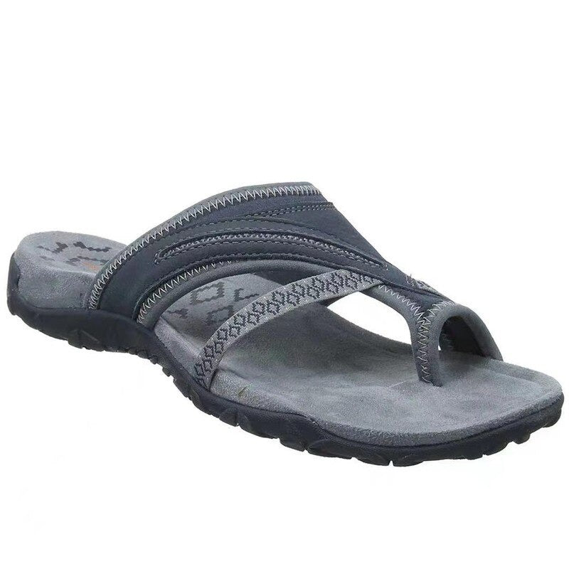 NOUVEAU RICHE Damen Flip Flops Ultraleicht Bequeme Passform Sommer Grau