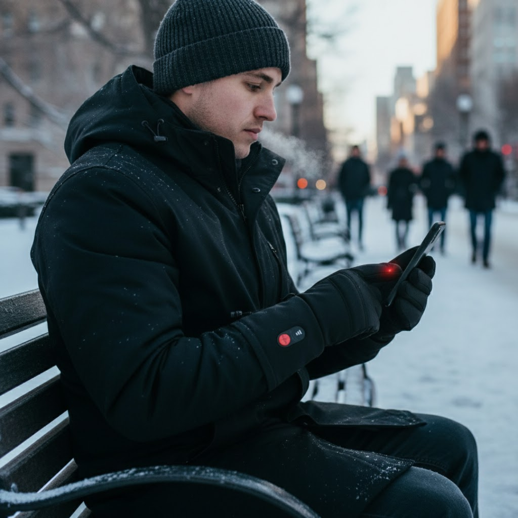 NOUVEAU RICHE Beheizbare Handschuhe – Winterhandschuhe mit USB-Heizung & Touchscreen, Winddicht, für Velo & Arbeit, S–XL – GloveHeat