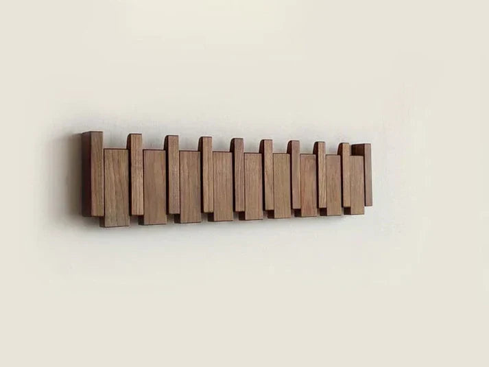 NOUVEAU RICHE HarmonyCoat Holz-Klavier-Garderobenleiste – Wandgarderobe im Klaviertasten-Design, Massivholz, 4, 6 oder 8 Haken
