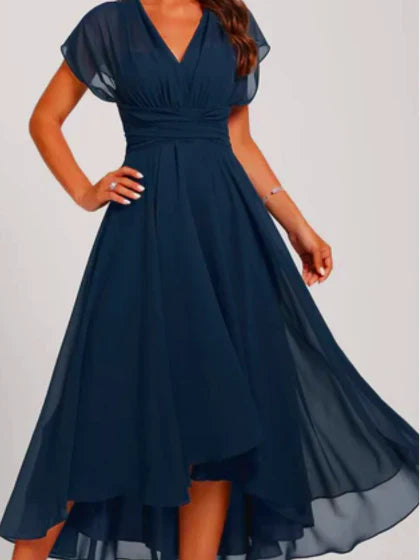 NOUVEAU RICHE Damen V-Ausschnitt Ausgestelltes Formelles Midi Kleid