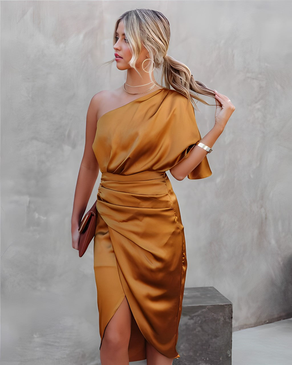 Damen Seiden Partykleid Stilvoll Elegant Festlich Schick