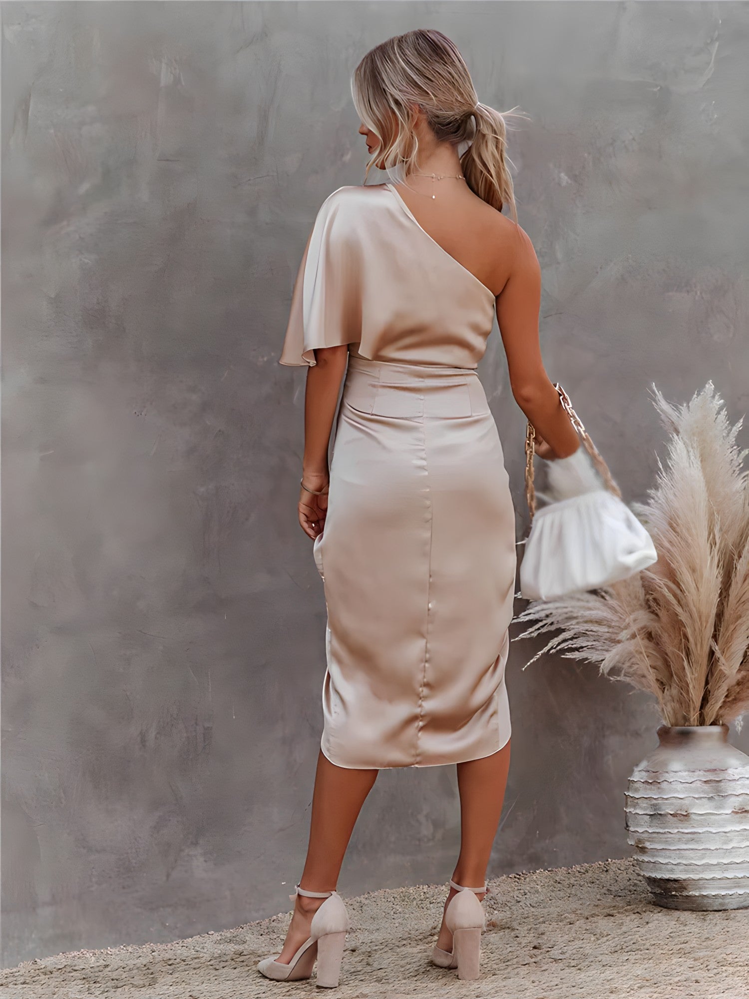 Damen Seiden Partykleid Stilvoll Elegant Festlich Schick