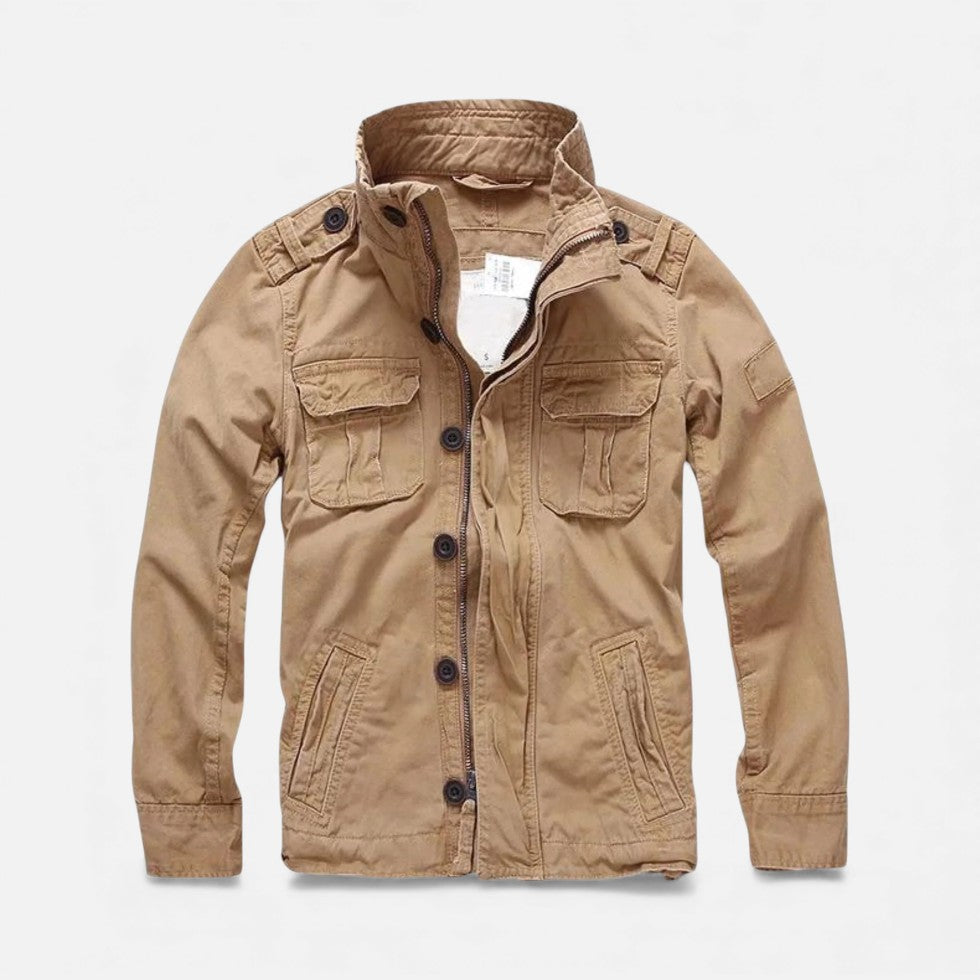 NOUVEAU RICHE Herren Utility Übergangsjacke – Leichte Jacke mit Taschen & weichem Futter, 5 Farben, S–2XL – Mane Khaki