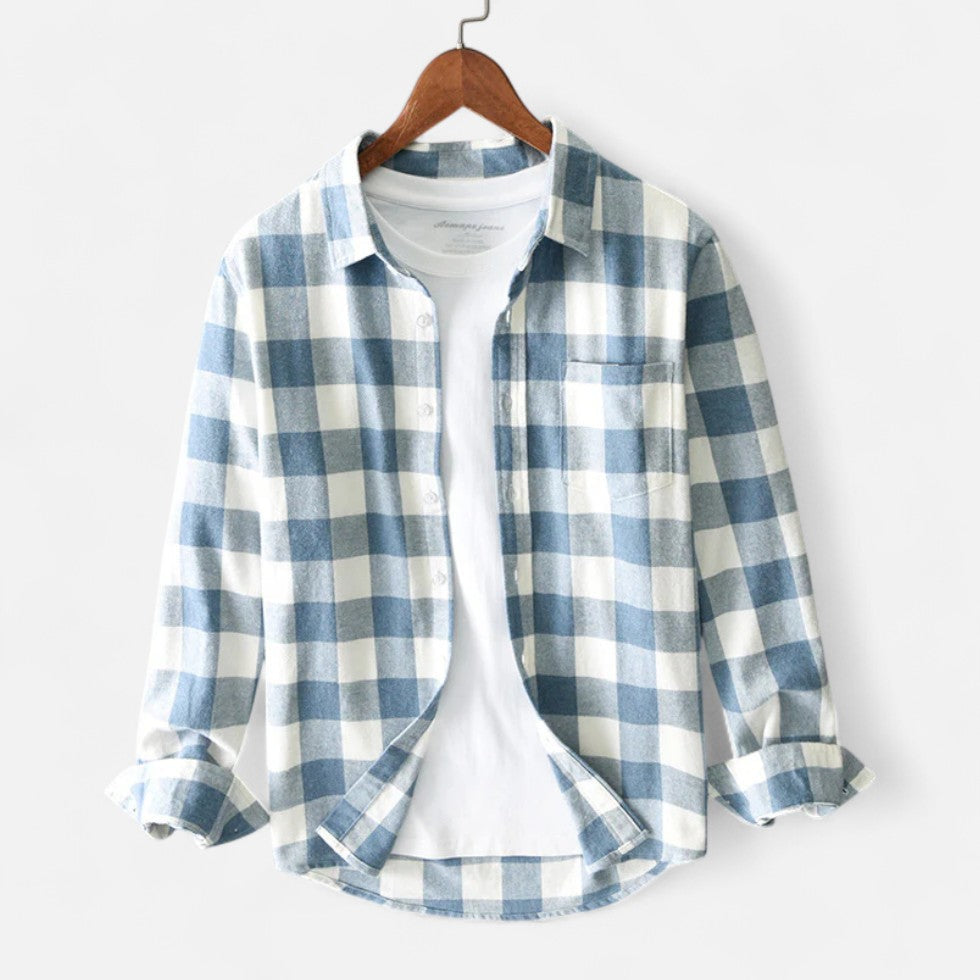 NOUVEAU RICHE Calico | Kariertes Flanellhemd mit Langarm Blau