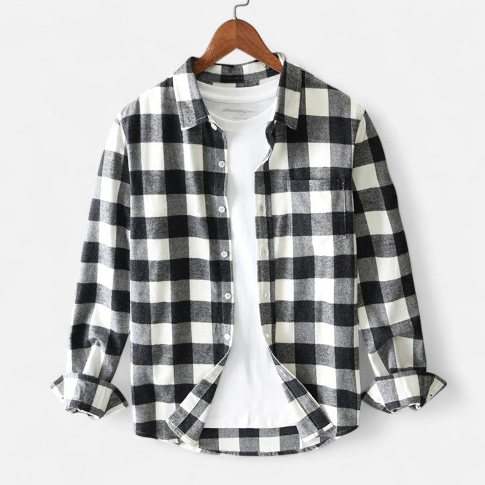 NOUVEAU RICHE Calico | Kariertes Flanellhemd mit Langarm Schwarz