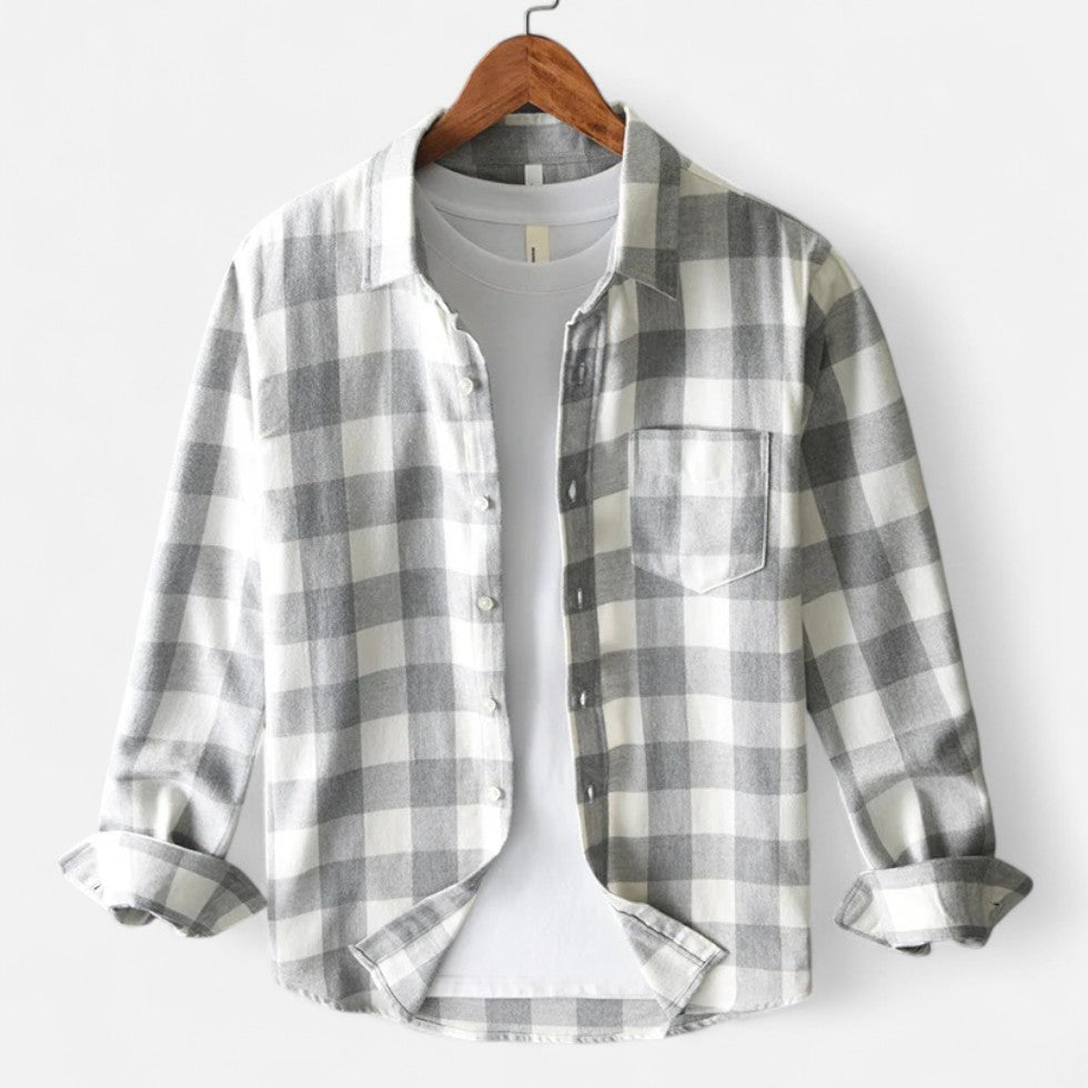 NOUVEAU RICHE Calico | Kariertes Flanellhemd mit Langarm Grau