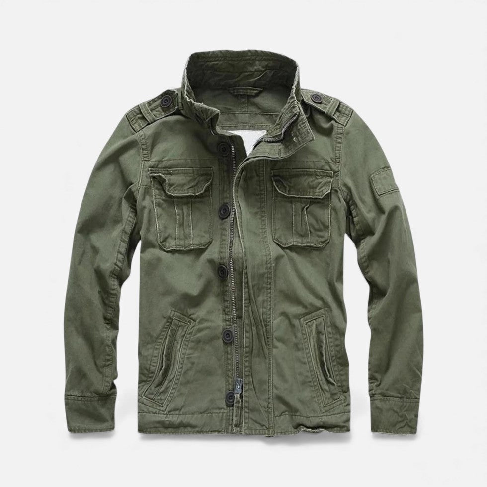 NOUVEAU RICHE Herren Utility Übergangsjacke – Leichte Jacke mit Taschen & weichem Futter, 5 Farben, S–2XL – Mane Armeegrün