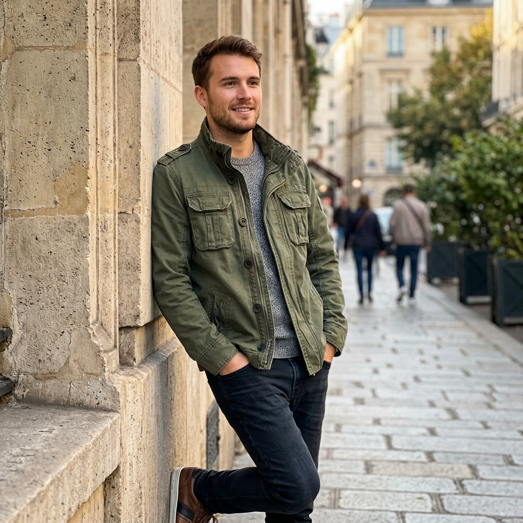 NOUVEAU RICHE Herren Utility Übergangsjacke – Leichte Jacke mit Taschen & weichem Futter, 5 Farben, S–2XL – Mane