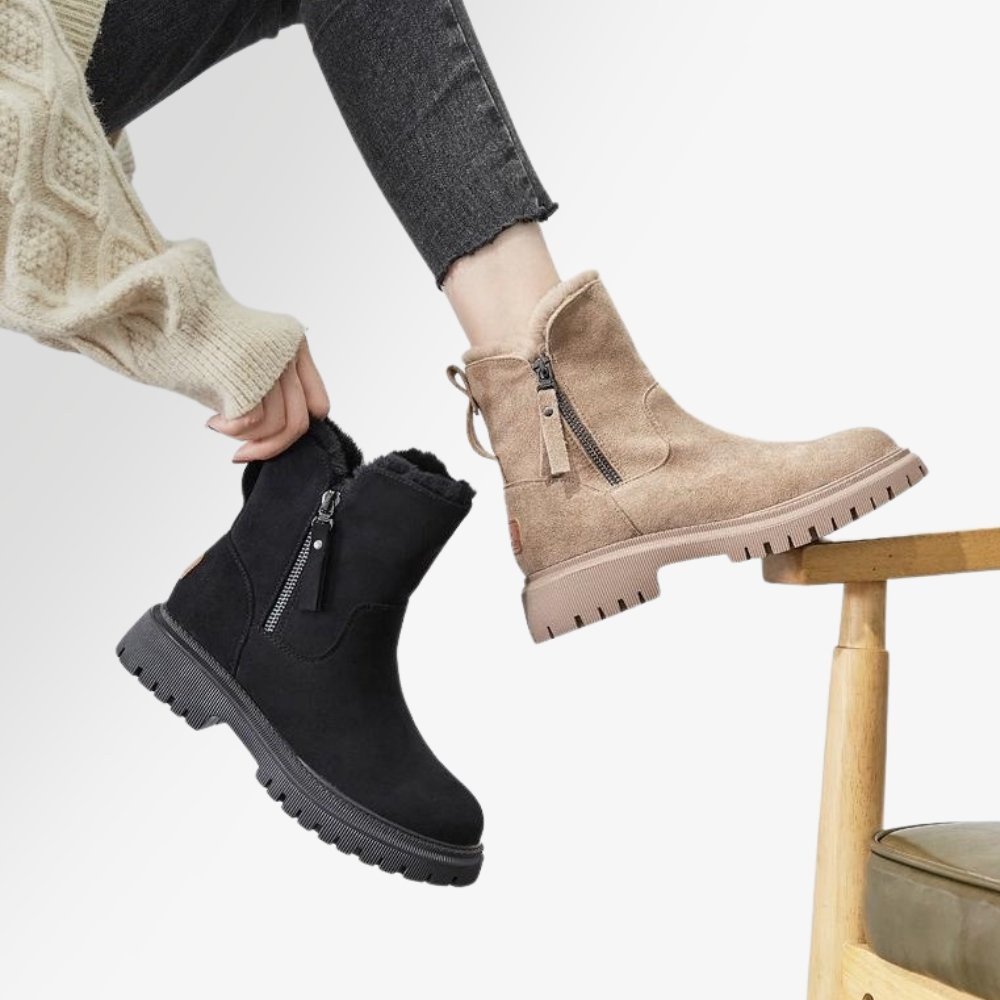 NOUVEAU RICHE Wildlederstiefel Damen Warmfutter Bequem Winterstiefel