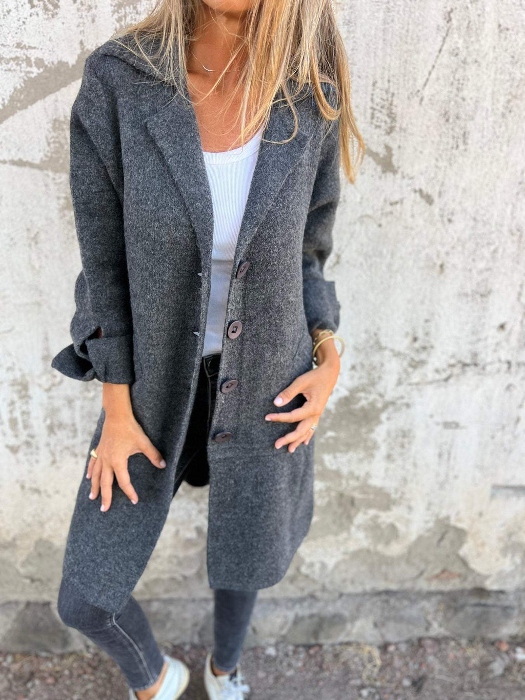 NOUVEAU RICHE Legere Lange Strickjacke – Langer Cardigan Damen, weich & atmungsaktiv, für jede Jahreszeit, S–3XL – Sephira Schwarz