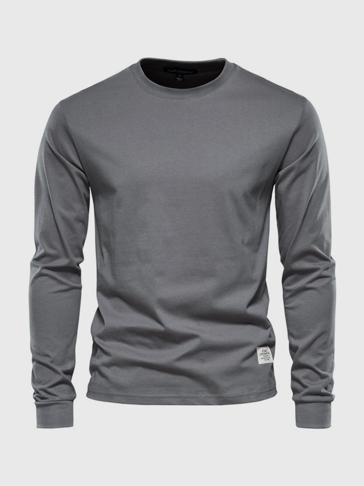 NOUVEAU RICHE Herren Baumwoll-Langarmshirt mit Rundhalsausschnitt Dunkelgrau