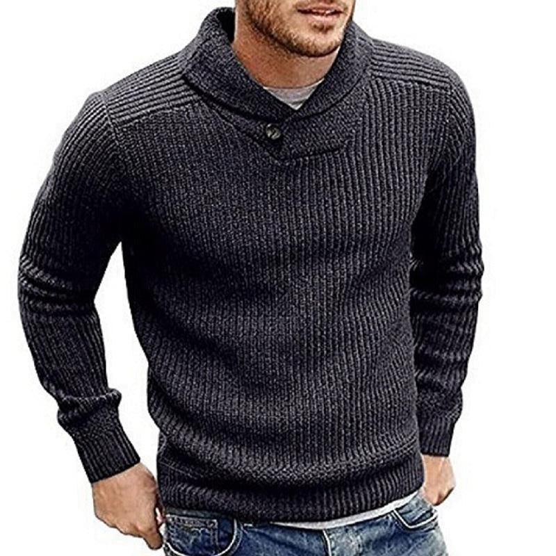 NOUVEAU RICHE Pullover Herren Einfarbiger Strick Hochwertiges Material Grau