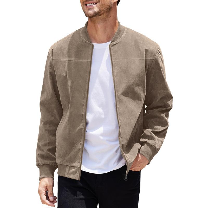 NOUVEAU RICHE Vintage Wildlederjacke für Herren mit Stehkragen für stilvolle Freizeitoutfits und besonderen Anlässe