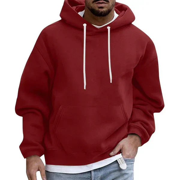 NOUVEAU RICHE Herren Kapuzenpullover Mit Praktischer Tasche Und Komfort Dunkelrot