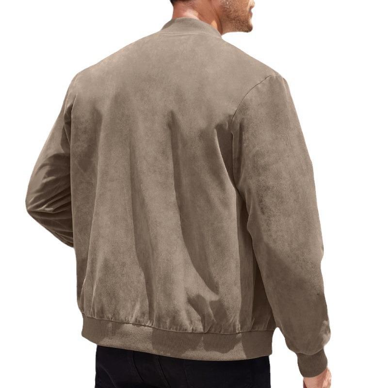 NOUVEAU RICHE Vintage Wildlederjacke für Herren mit Stehkragen für stilvolle Freizeitoutfits und besonderen Anlässe