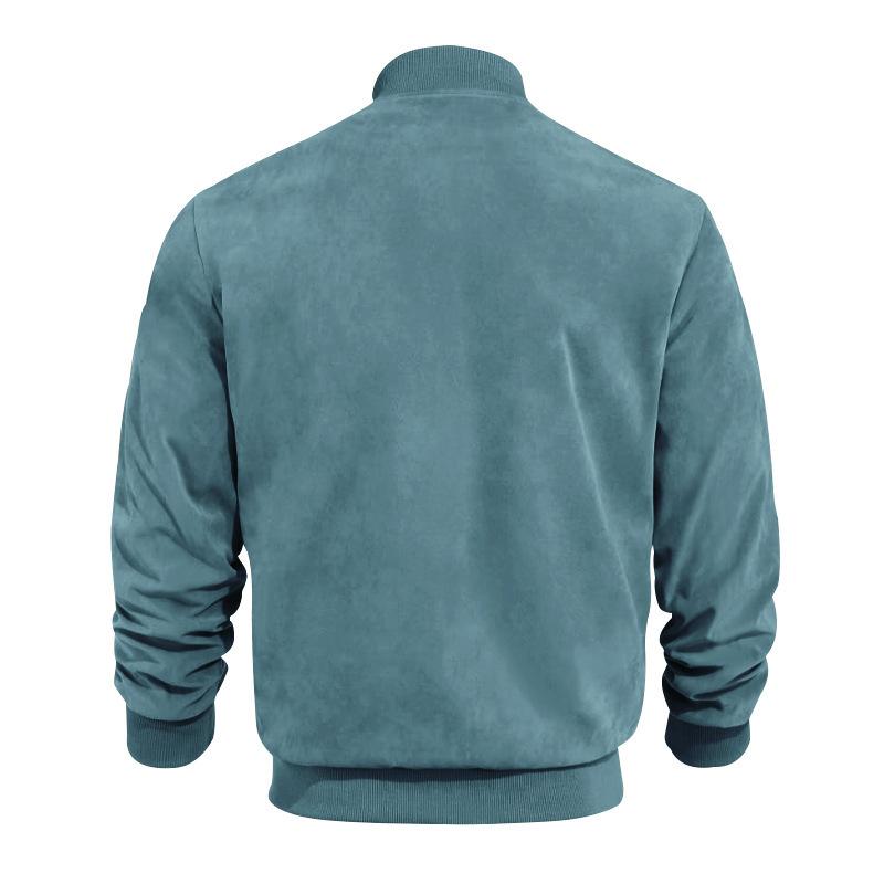 NOUVEAU RICHE Vintage Wildlederjacke für Herren mit Stehkragen für stilvolle Freizeitoutfits und besonderen Anlässe