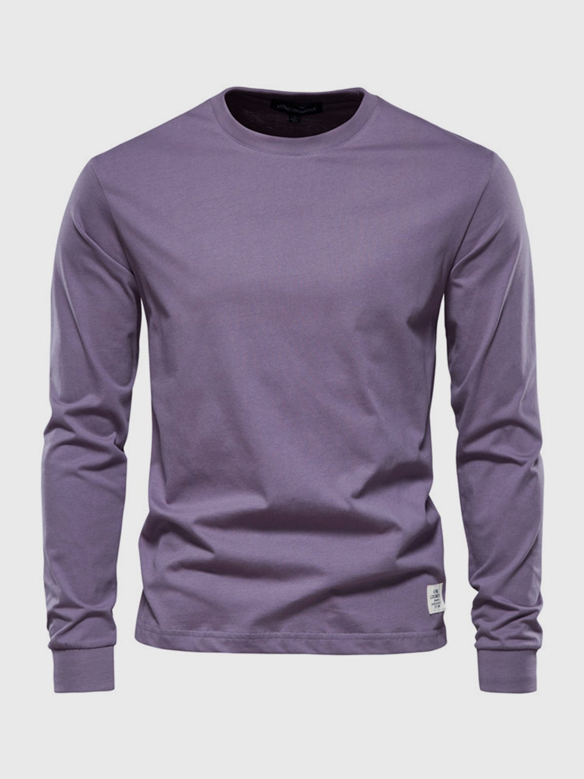 NOUVEAU RICHE Herren Baumwoll-Langarmshirt mit Rundhalsausschnitt Lila
