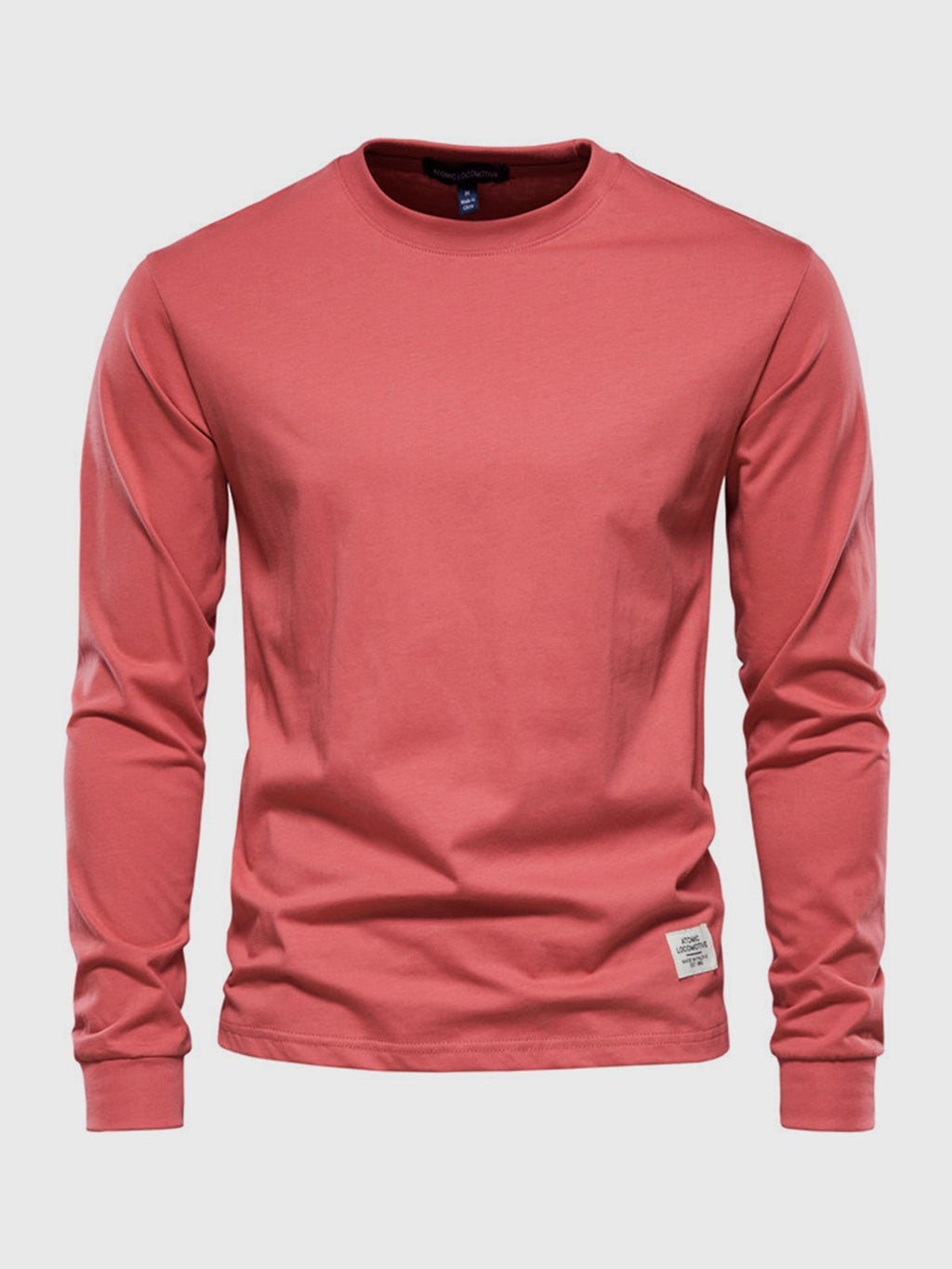 NOUVEAU RICHE Herren Baumwoll-Langarmshirt mit Rundhalsausschnitt Rot