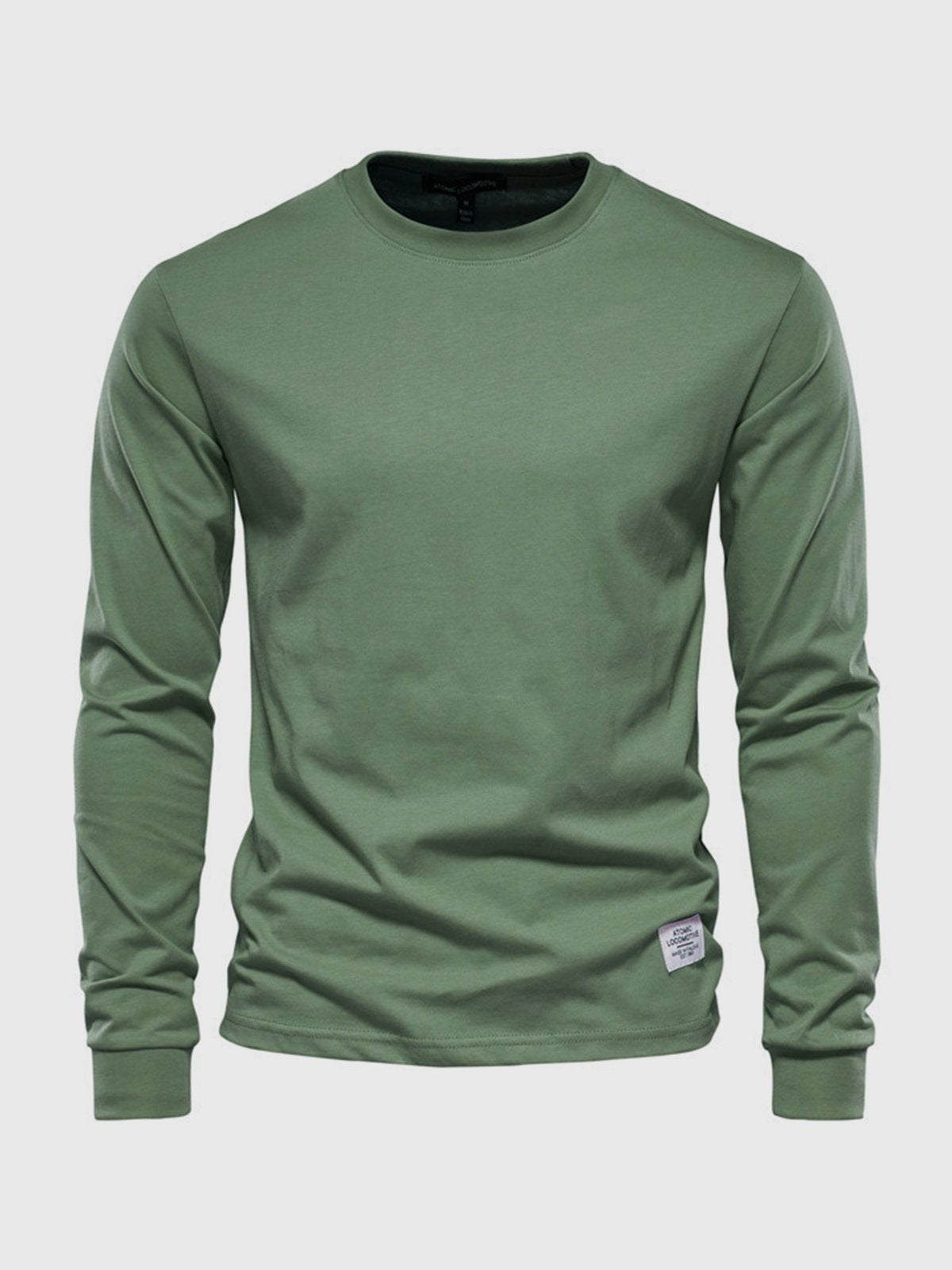 NOUVEAU RICHE Herren Baumwoll-Langarmshirt mit Rundhalsausschnitt Grün