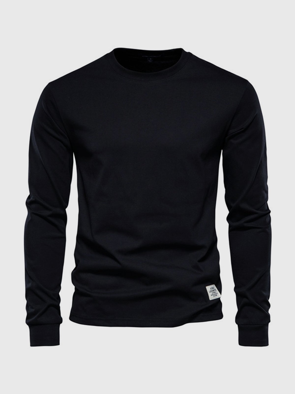 NOUVEAU RICHE Herren Baumwoll-Langarmshirt mit Rundhalsausschnitt Schwarz