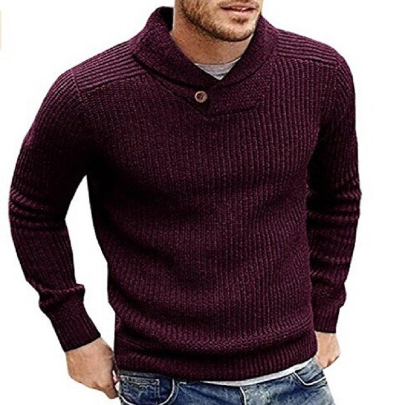 NOUVEAU RICHE Pullover Herren Einfarbiger Strick Hochwertiges Material Weinrot