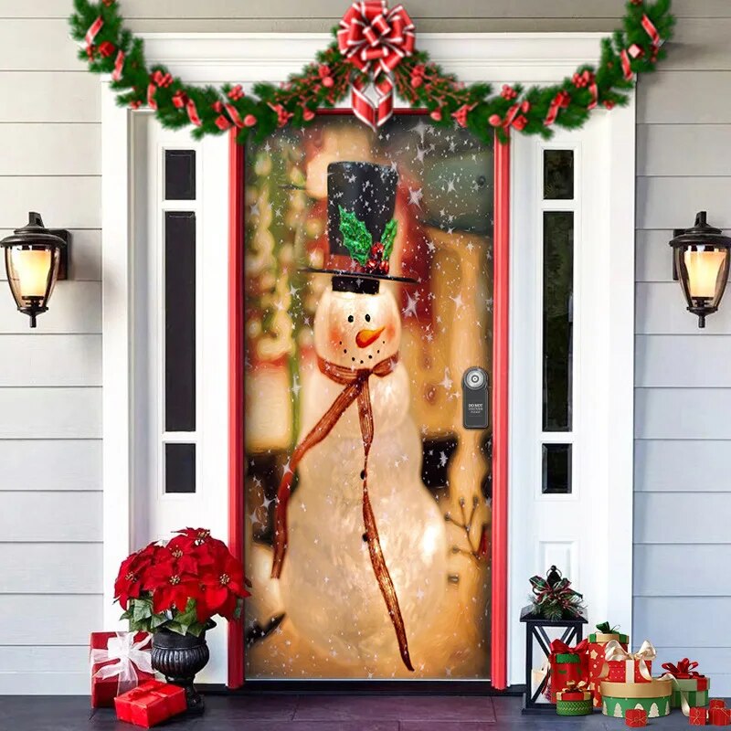 NOUVEAU RICHE Weihnachtliche Türdekoration – Weihnachtsdeko Türbanner für die Haustür, wiederverwendbarer Stoff, 91×203 cm, 7 Designs – MerryDoor Design 6 91×203cm