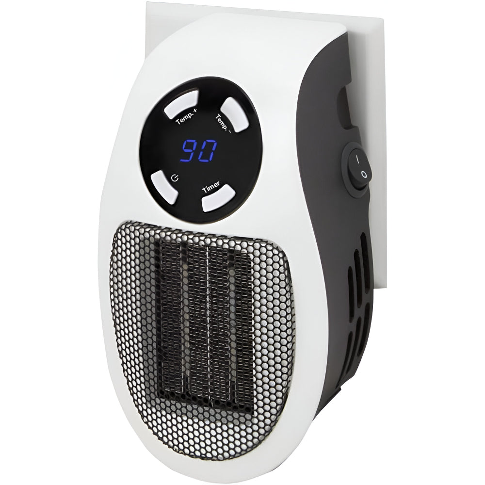 NOUVEAU RICHE Steckdosen Heizlüfter 350W – Mini Keramik Heizung mit Thermostat, Timer 1-12 Std. & LED-Display, für Bad & Büro