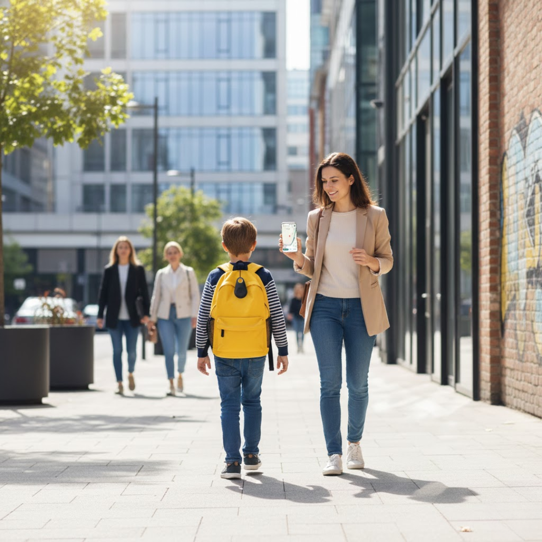 Mini-GPS-Tracker für Kinder – Kinder Tracker mit Echtzeit-Ortung, SOS-Taste & Geofencing, App – KidLocate