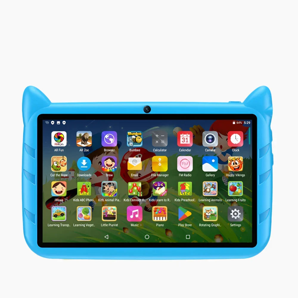 NOUVEAU RICHE 7 Zoll Kinder-Tablet – Android 13 Tablet für Kinder mit 4GB RAM, 64GB Speicher, 5G WLAN, Blau oder Rosa Blau