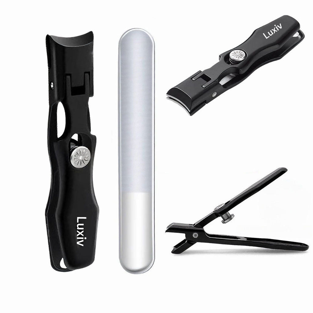 NOUVEAU RICHE Nagelknipser für dicke Nägel – Fussnagelknipser aus Kohlenstoffstahl mit breiter Öffnung & Nagelfänger, inkl. Feilen & Etui