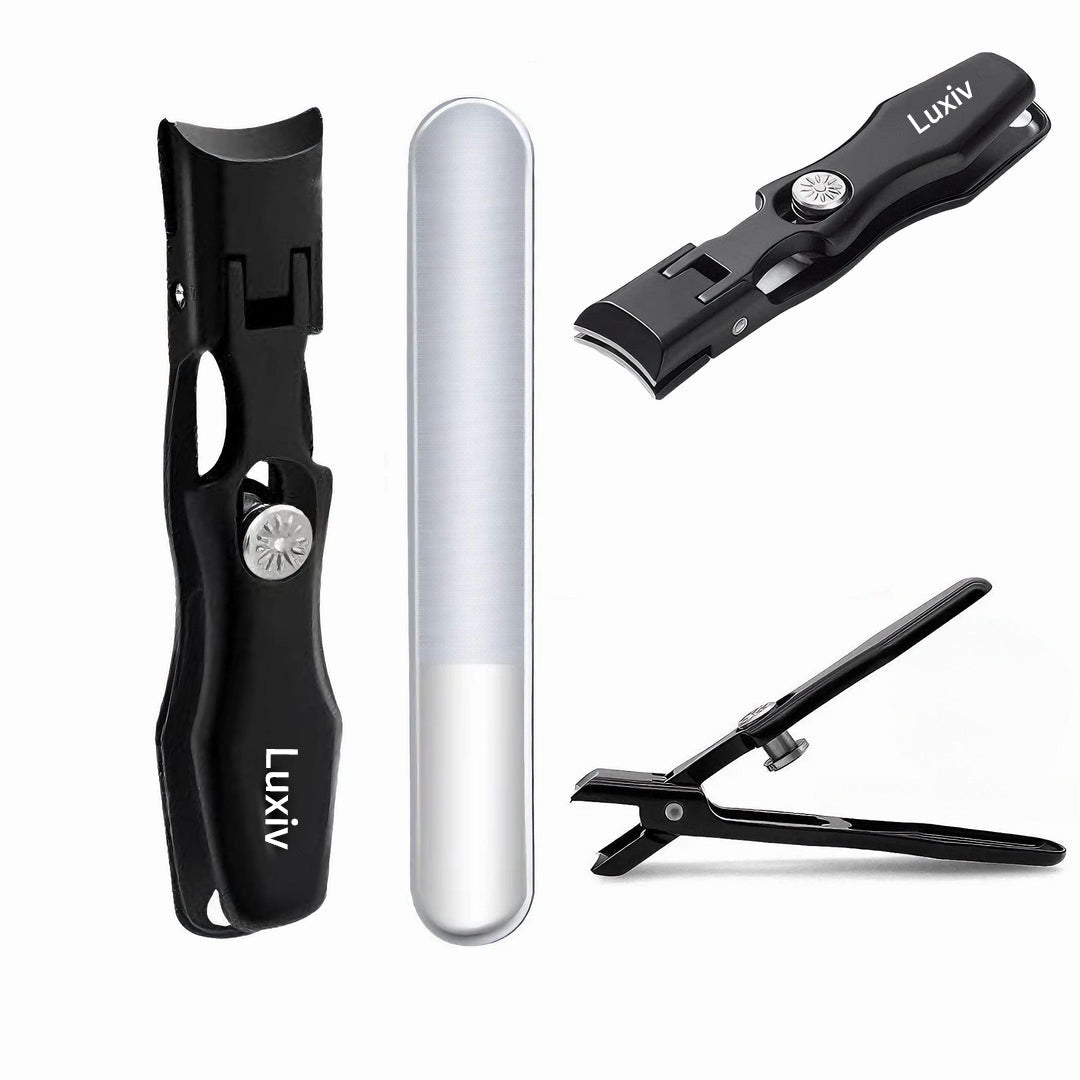 NOUVEAU RICHE Nagelknipser für dicke Nägel – Fussnagelknipser aus Kohlenstoffstahl mit breiter Öffnung & Nagelfänger, inkl. Feilen & Etui