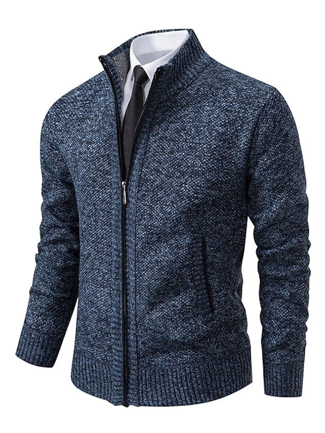 NOUVEAU RICHE Herren Zipper Strickpullover Reissverschluss Detail Italienisch Blau