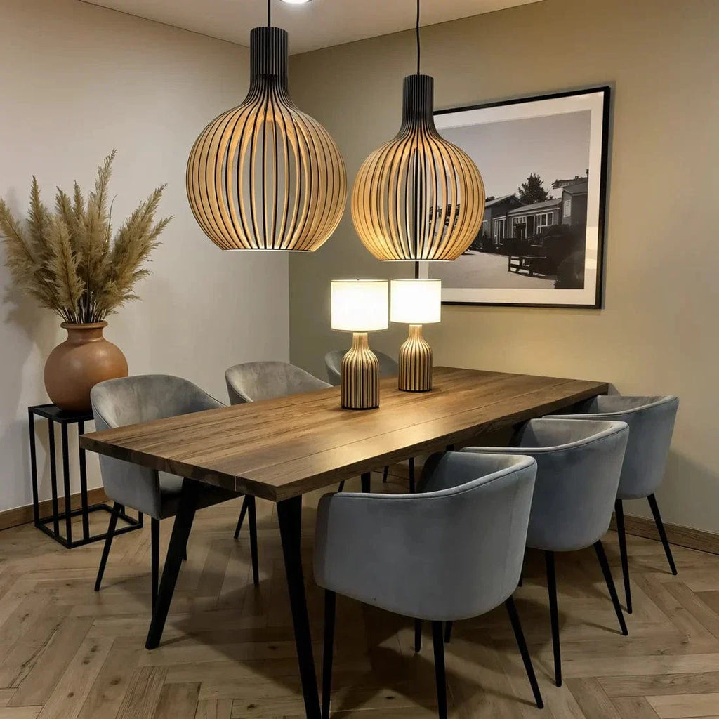 NOUVEAU RICHE Pendelleuchte aus Holz Verstellbar Vintage LED Beleuchtung