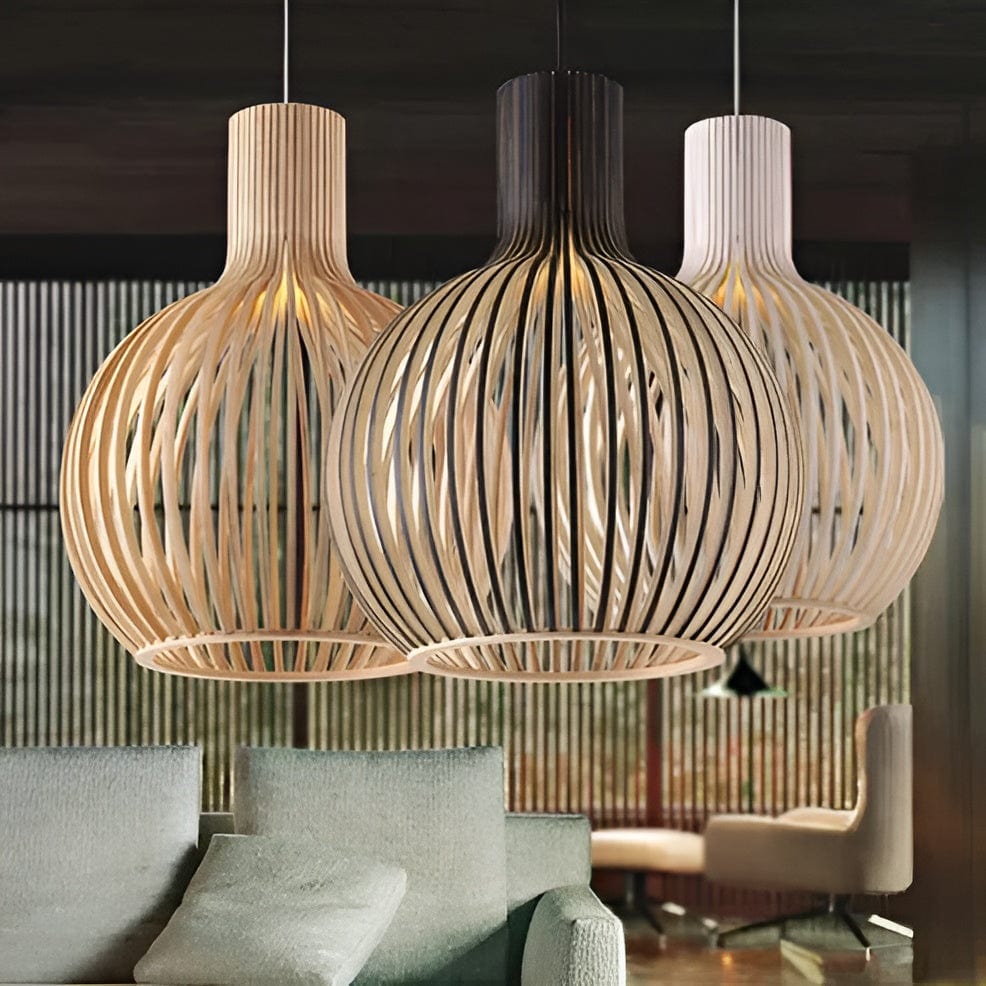 NOUVEAU RICHE Pendelleuchte aus Holz Verstellbar Vintage LED Beleuchtung