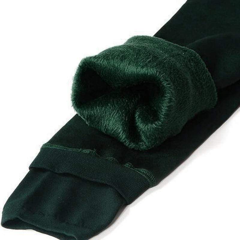 NOUVEAU RICHE Fleece-Winterleggings – Thermoleggings Damen, gefüttert mit hohem Bund, warm & elastisch, 8 Farben, S–XL – Zahara Elsa Grün